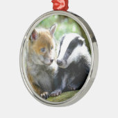 Foxcub en Badger Cute! Metalen Ornament (Links)