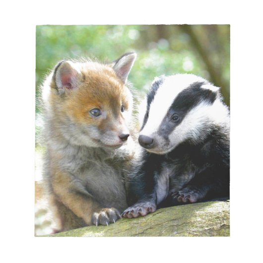 Foxcub en Badger Cute! Notitieblok (Voorkant)