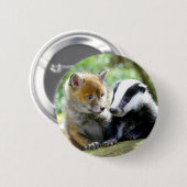 Foxcub en Badger Cute! Ronde Button 5,7 Cm (Voorkant /achterkant)