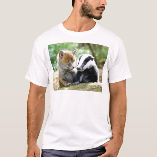 Foxcub en Badger Cute! T-shirt (Voorkant)
