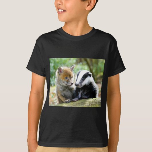 Foxcub en Badger Cute! T-shirt (Voorkant)