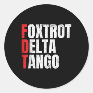 Foxdraaft Delta Tangos Grappig Foxdraaft Delta Tan Ronde Sticker