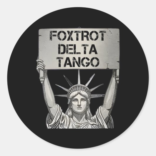 Foxdraaft Delta Tango's Weerstand Statue Lib Ronde Sticker (Voorkant)