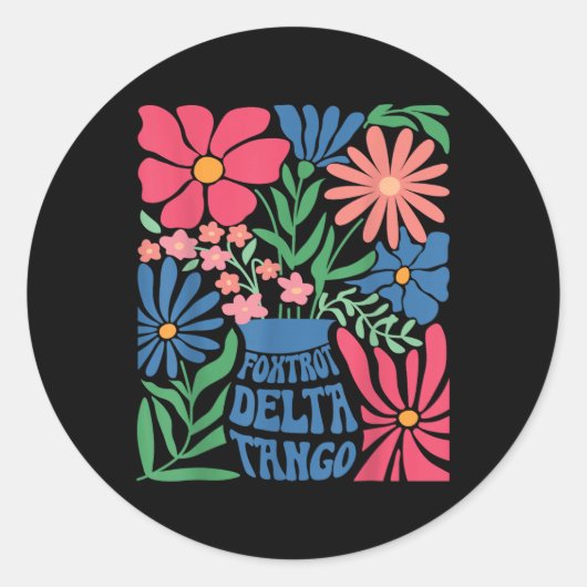 Foxdraaft Deltas Tangos Flower Boho Ronde Sticker (Voorkant)