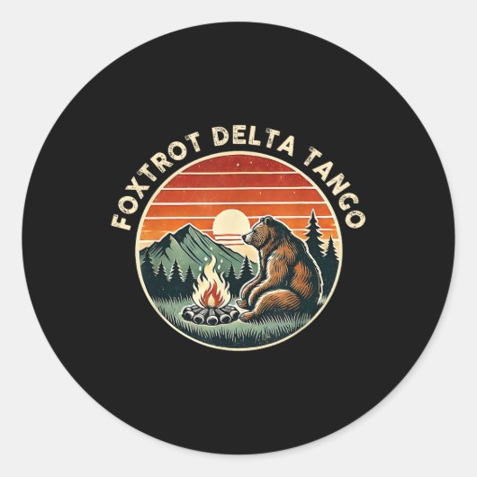 Foxdraaft Deltas Tangos Retro Resist Beer Camping Ronde Sticker (Voorkant)