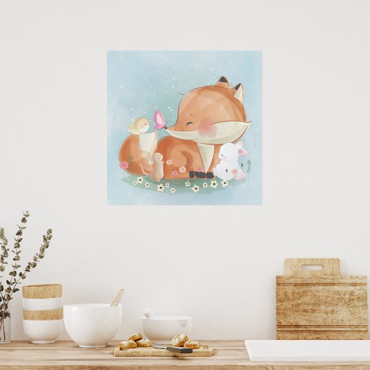Foxe en een bunny poster (Keuken)