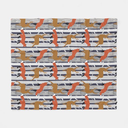 Foxes and Deer Woodland Custom Fleece Deken (Voorkant (Horizontaal))