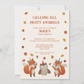 Foxes and Owl Woodland Fall Kids Birthday Party Kaart (Voorkant)