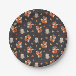 Foxes and Owl Woodland Fall Kids Birthday Party Papieren Bordje