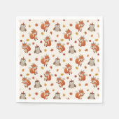 Foxes and Owl Woodland Fall Kids Birthday Party Servet (Voorkant)