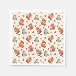 Foxes and Owl Woodland Fall Kids Birthday Party Servet