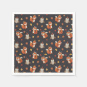 Foxes and Owl Woodland Fall Kids Birthday Party Servet (Voorkant)