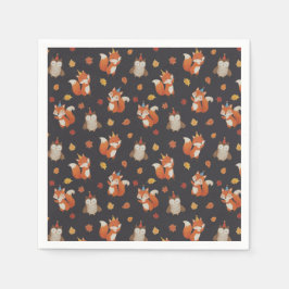 Foxes and Owl Woodland Fall Kids Birthday Party Servet