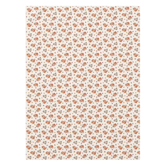 Foxes and Owl Woodland Fall Kids Birthday  Tafelkleed (Voorkant)