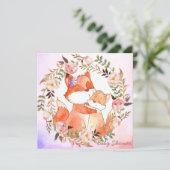 Foxes Baby shower Invitation Feestdagenkaart (Staand voorkant)