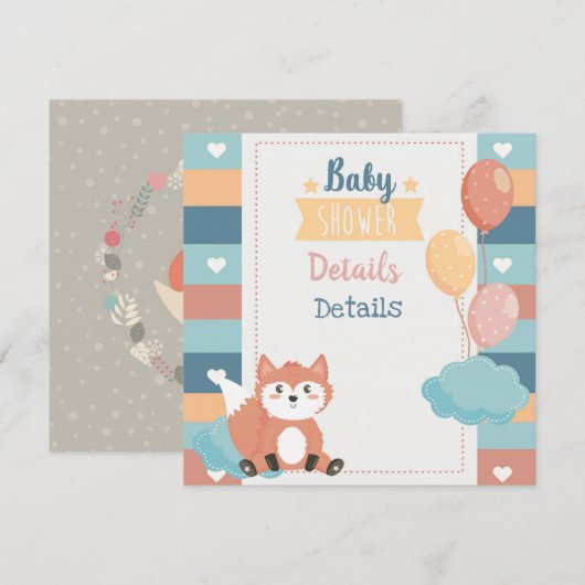 Foxes Baby shower Invitation Kaart (Voorkant / Achterkant)