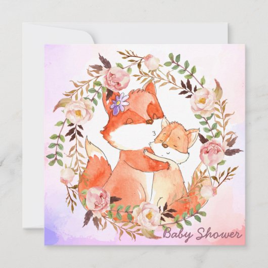 Foxes Baby shower Invitation Kaart (Voorkant)