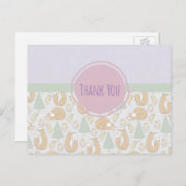 Foxes Birds and Trees Whimsical Pattern Hartelijk Briefkaart (Voorkant / Achterkant)