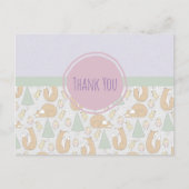 Foxes Birds and Trees Whimsical Pattern Hartelijk Briefkaart (Voorkant)