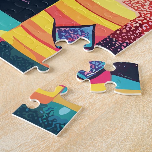 Foxes Birthday Party in Risograph Style Legpuzzel (Zijkant)