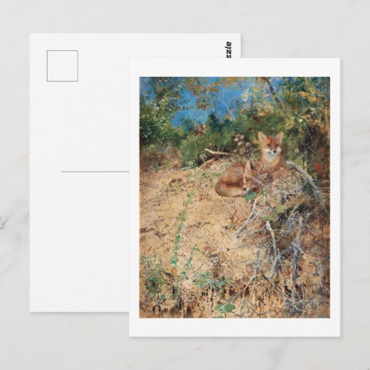 Foxes, Bruno Liljefors Briefkaart (Voorkant / Achterkant)
