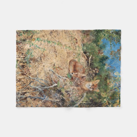 Foxes, Bruno Liljefors Fleece Deken (Voorkant (Horizontaal))