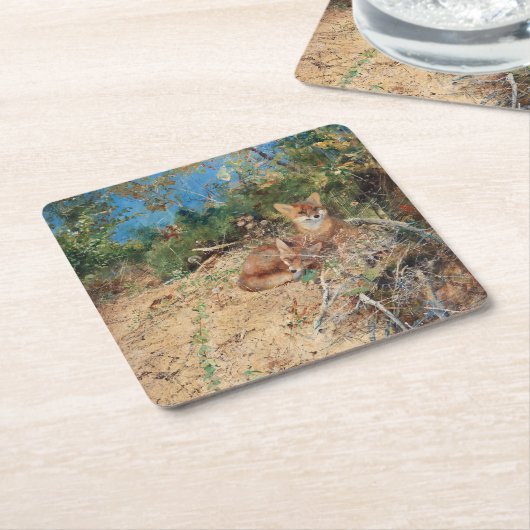 Foxes, Bruno Liljefors Kartonnen Onderzetters (Schuin)