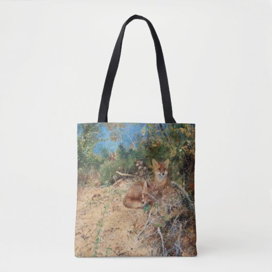 Foxes, Bruno Liljefors Tote Bag (Voorkant)