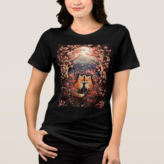 Foxes By Moonlight Tri-Blend Shirt (Voorkant)