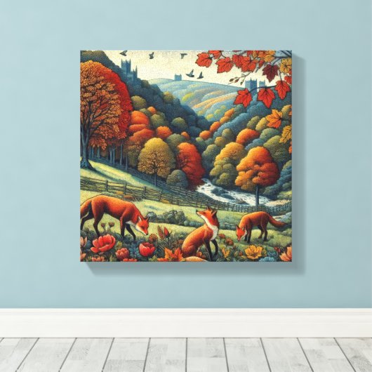 Foxes Canvas Afdruk (Insitu (Houten vloer))