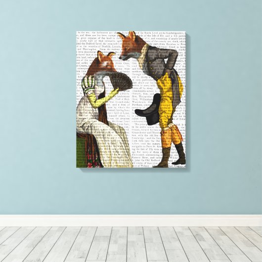 Foxes Couring Canvas Afdruk (Insitu (Houten vloer))