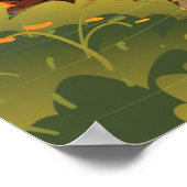 Foxes die spelen in het herfstbos poster (Hoek)