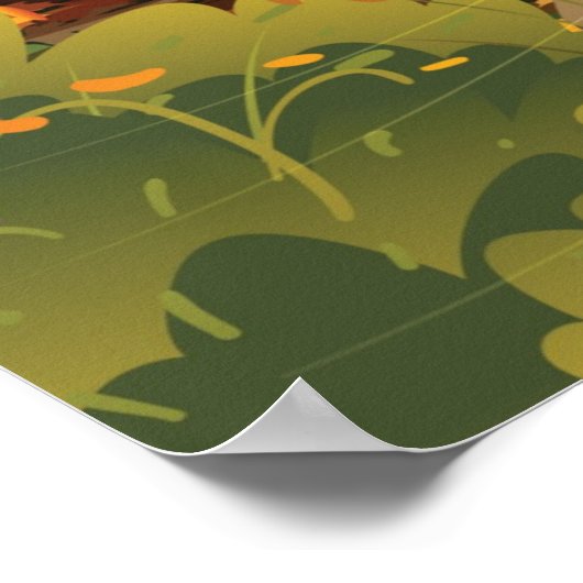 Foxes die spelen in het herfstbos poster (Hoek)