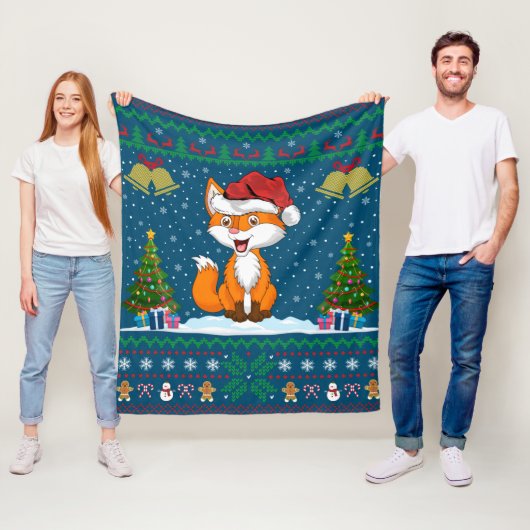 Foxes Dierenvriend Xmas Gift Ugly Fox Kerstmis Fleece Deken (In situ)