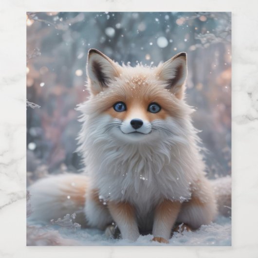 Foxes eerste winterontwerp wijn etiket (Enkel label)
