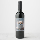 Foxes eerste winterontwerp wijn etiket (Voorkant)