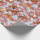 Foxes en Berries Cadeaupapier (Hoek)