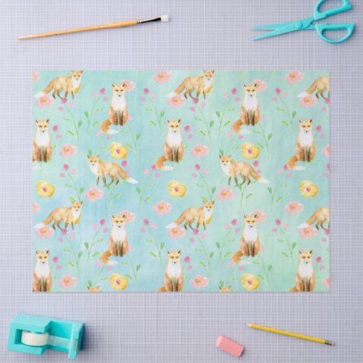 Foxes en bloemen tissuepapier (Craft)
