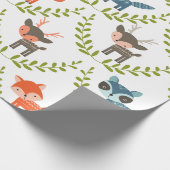 Foxes en deers op groen leed cadeaupapier (Hoek)