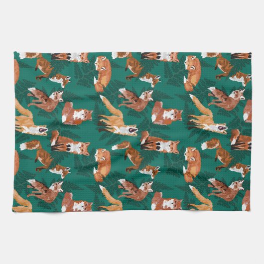 Foxes en Ferns Theedoek (Horizontaal)
