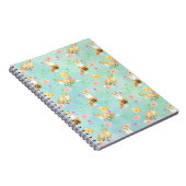 Foxes en Flowers Pink Yellow Mint Waterverf Notitieboek (Rechterzijde)