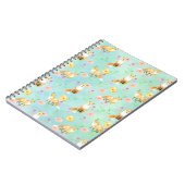 Foxes en Flowers Pink Yellow Mint Waterverf Notitieboek (Linkerzijde)