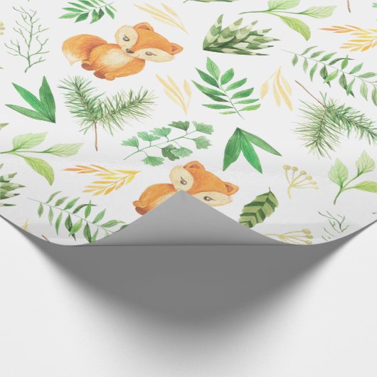 Foxes en groene Waterverf | Cadeaupapier (Hoek)