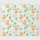 Foxes en groene Waterverf | Cadeaupapier (Vlak)