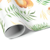 Foxes en groene Waterverf | Cadeaupapier (Rol Hoek)