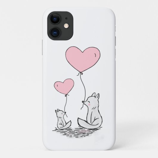 Foxes en hartballonnen Hoesje-mais iPhone 11 Case-Mate iPhone Case (Achterkant)