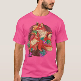 Foxes Flowers Natuur Forest Dierenvriend Floral Fo T-shirt