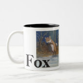 Foxes. Fox in sneeuw. Tweekleurige Koffiemok (Links)