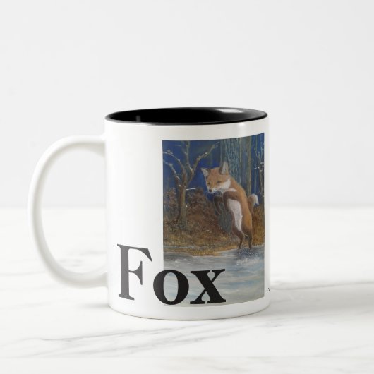Foxes. Fox in sneeuw. Tweekleurige Koffiemok (Links)