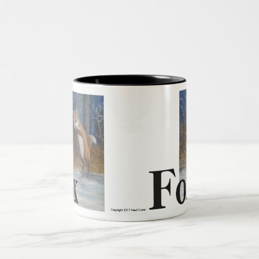 Foxes. Fox in sneeuw. Tweekleurige Koffiemok (Center)